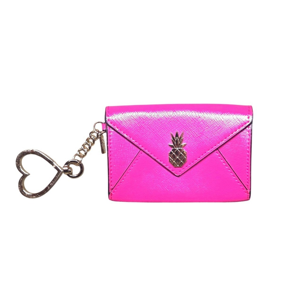 Victorias Secret Hot Pink Pineapple Envelope Mini Card Case Keychain Wallet